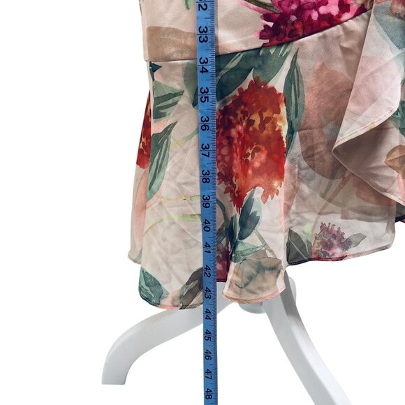 Adrianna Papell Womens Midi Ruffled Sleeveless Dress Size 4 Floral Pattern - Picture 9 of 11